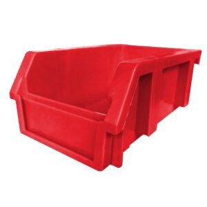 DJC Supply Red Small 3.9" X 6.3" X 2.9" Heavy duty thermoplastic storage bin organizer, Stackable, Hangable, Side-connect, Used in classrooms, garages, warehouse, factrories and more! (8 Pack)