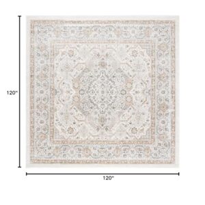 SAFAVIEH Isabella Collection 10' Square Cream/Beige ISA916B Oriental Non-Shedding Area Rug