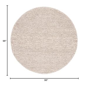 SAFAVIEH Natura Collection 8' Round Beige NAT620B Handmade Wool Area Rug