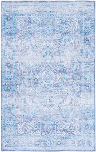 SAFAVIEH Tucson Collection Accent Rug - 4' x 6', Purple & Blue, Persian Design, Non-Shedding Machine Washable & Slip Resistant Ideal for High Traffic Areas in Entryway, Living Room, Bedroom (TSN185V)