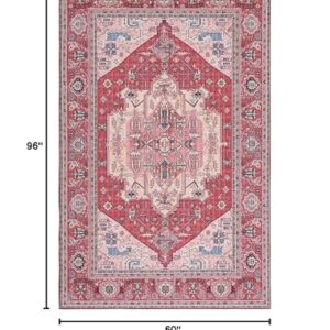 SAFAVIEH Tucson Collection Area Rug - 5' x 8', Red & Pink, Persian Design, Non-Shedding Machine Washable & Slip Resistant Ideal for High Traffic Areas in Living Room, Bedroom (TSN139R)