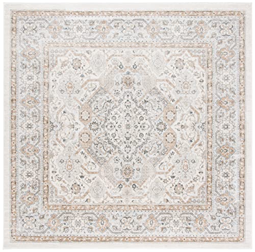 SAFAVIEH Isabella Collection 10' Square Cream/Beige ISA916B Oriental Non-Shedding Area Rug