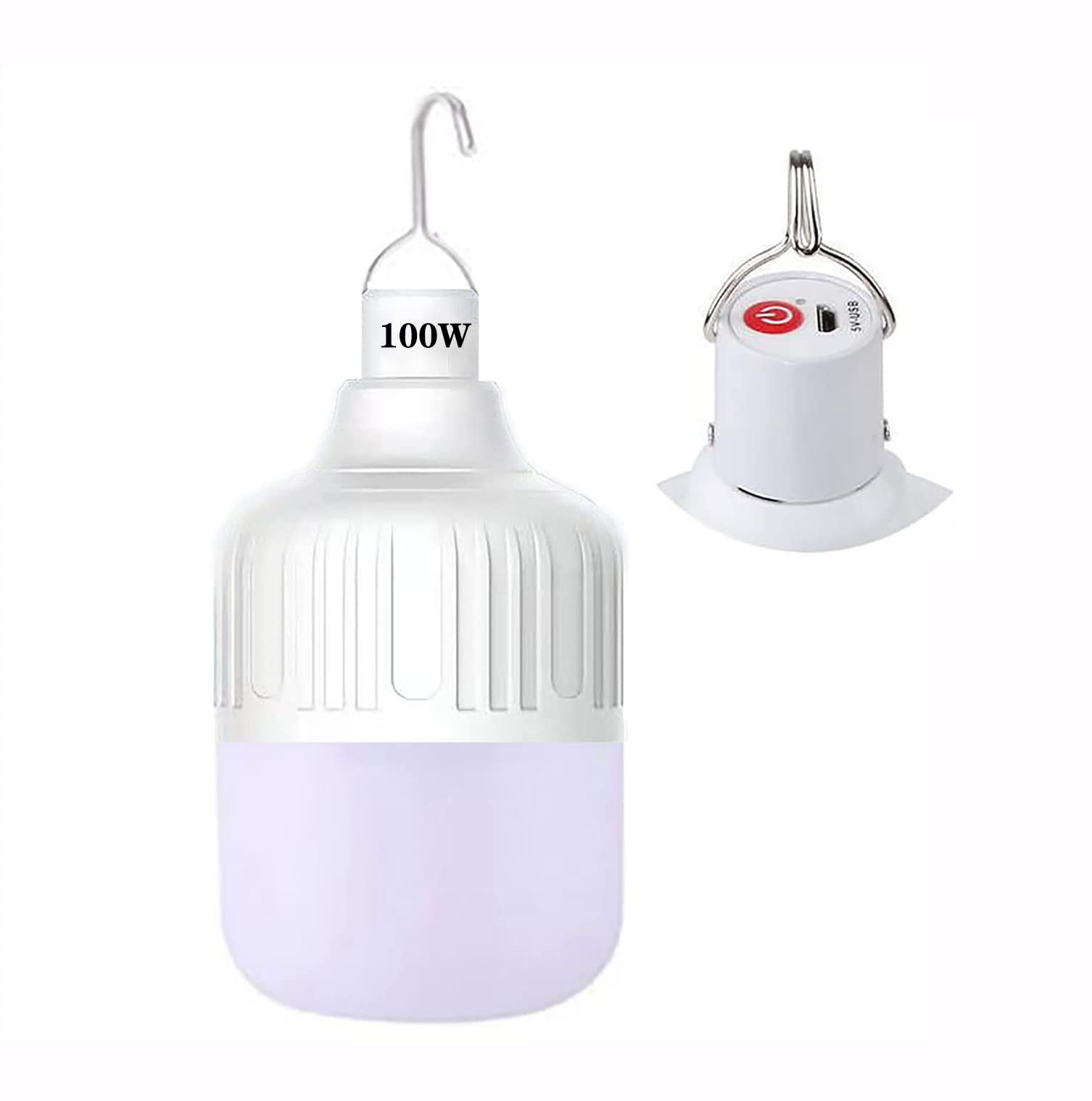 Multi-Functional Emergency LED Light Bulb with USB Charging, Capable to Recharge Mobile Devices , Ideal for Power Outage, Tent Camping, Fishing (WHITE-LED-100W)