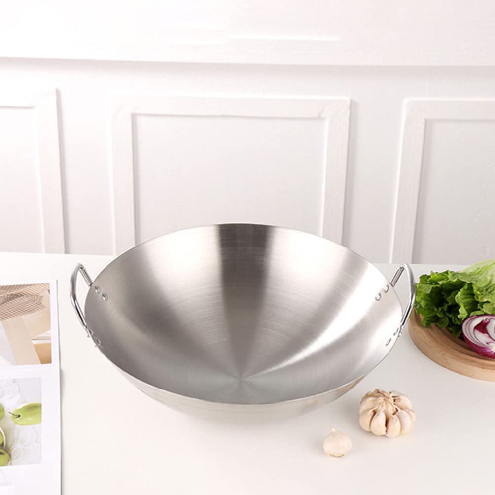 STOBAZA Stainless Steel Wok Pan, 34cm, Nonstick, Multipurpose, Dishwasher Safe