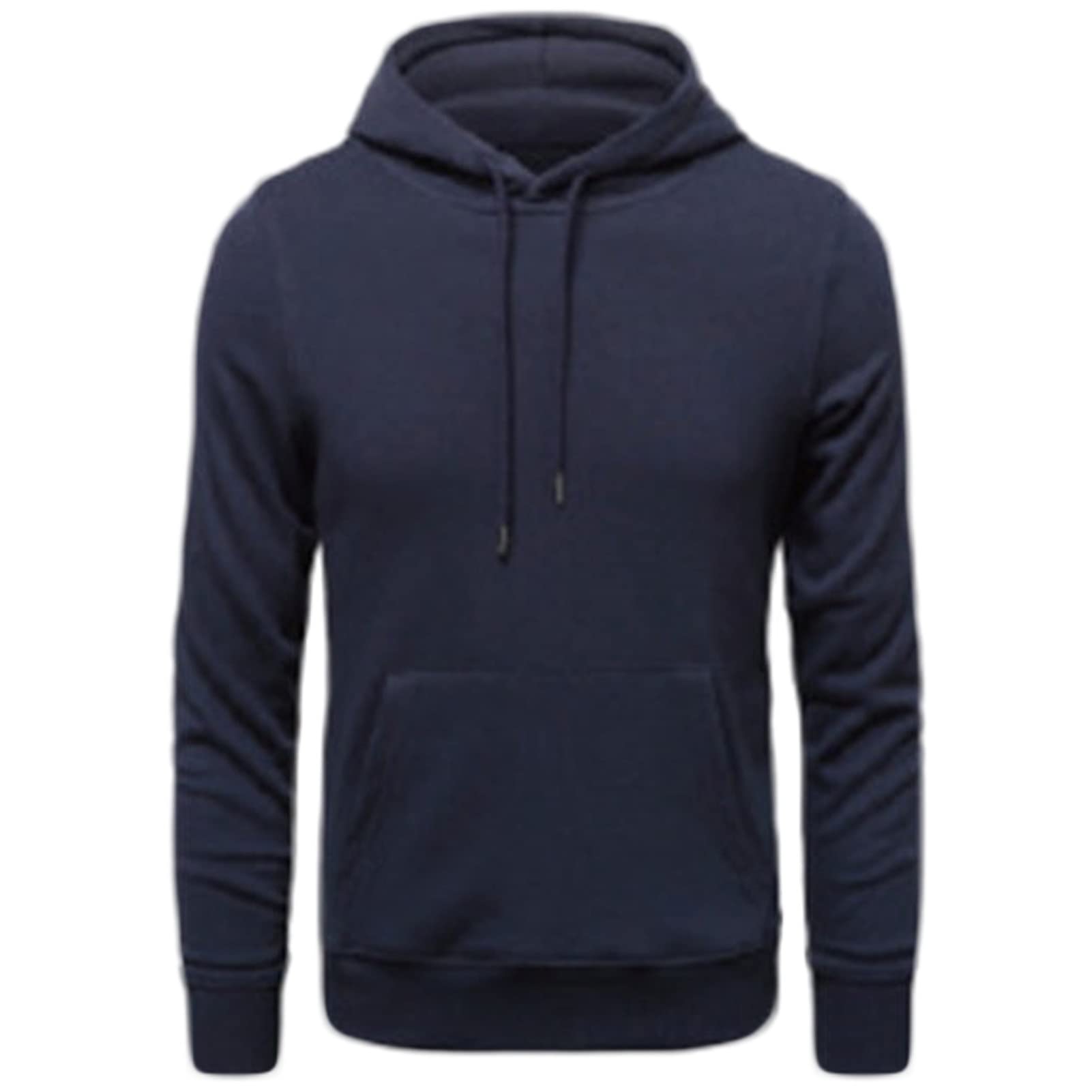 Maiyifu-GJ Men's Solid Athletic Hooded Sweatshirt Casual Long Sleeve Pullover Hoodie Comfy Sports Hoodies with Kanga Pocket (Dark Blue,Small)