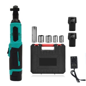 cordless electric ratchet wrench set 3/8" 5 sockets 45 ft-lbs 12v power ratchet tool kit with 2 packs 2000mah lithium-ion batteries and fast charger