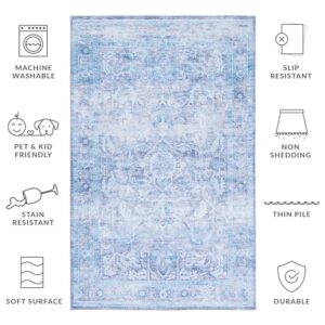 SAFAVIEH Tucson Collection Accent Rug - 4' x 6', Purple & Blue, Persian Design, Non-Shedding Machine Washable & Slip Resistant Ideal for High Traffic Areas in Entryway, Living Room, Bedroom (TSN185V)