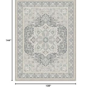 RUGGABLE x Hendesi Heriz Washable 9x12 Large Area Rug, Abalone, Premium Vintage Rugs for Living Room, Bedroom, Kitchen, Office, Classroom with Gripper Non Slip Pad