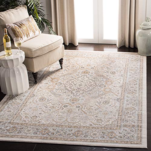 SAFAVIEH Isabella Collection 10' Square Cream/Beige ISA916B Oriental Non-Shedding Area Rug