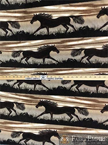 Fleece Printed Antipill Winter Fabric Wild Horses / 58" Wide/Sold by The Yard