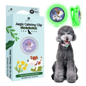 kn flax aegis calming clip for dogs (glow-in-the-dark), anxiety relief pheromone diffuser [made in korea], lasts 60 days, reducing stress during loud noise and separation for all sized dog (love u)