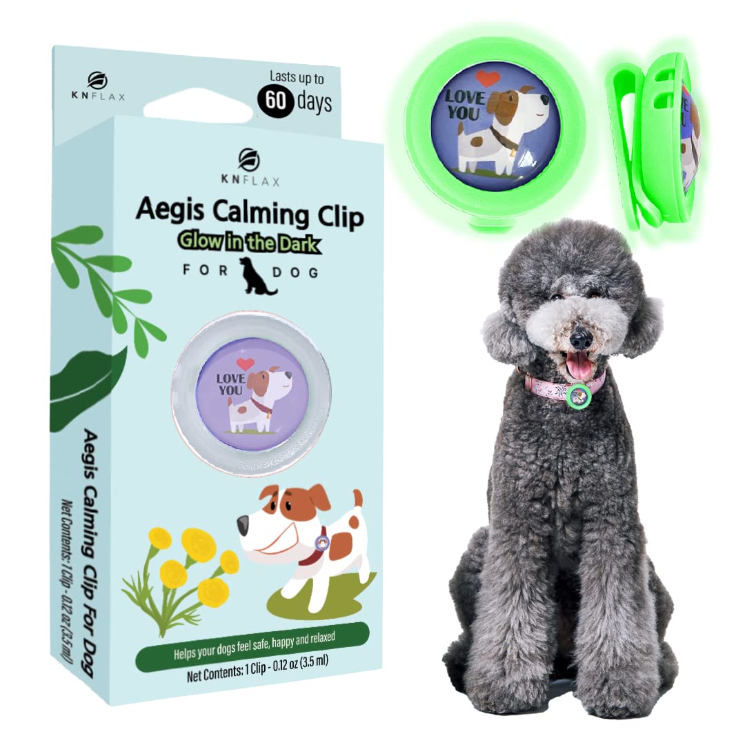 KN FLAX Aegis Calming Clip for Dogs (Glow-in-The-Dark), Anxiety Relief Pheromone Diffuser [Made in Korea], Lasts 60 Days, Reducing Stress During Loud Noise and Separation for All Sized Dog (Love U)