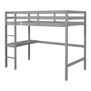 Harper & Bright Designs Twin Loft Bed, Twin Size Loft Bed with Desk Underneath,Wood Loft Bed Twin for Kids Teens Girls Boys, No Box Spring Needed,Grey