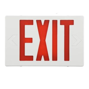 exitlux 1 pack red led exit sign with emergency lights with battery backp -two led adjustable head -120/277vac-ul listed-exit sign- abs fire resistance for power failure.