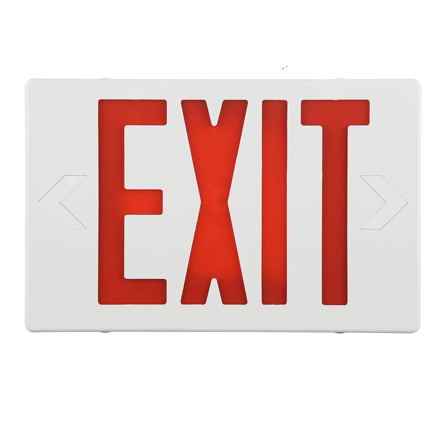 EXITLUX 1 Pack Red Led Exit Sign with Emergency Lights with Battery Backp -Two LED Adjustable Head -120/277VAC-UL Listed-Exit Sign- ABS Fire Resistance for Power Failure.