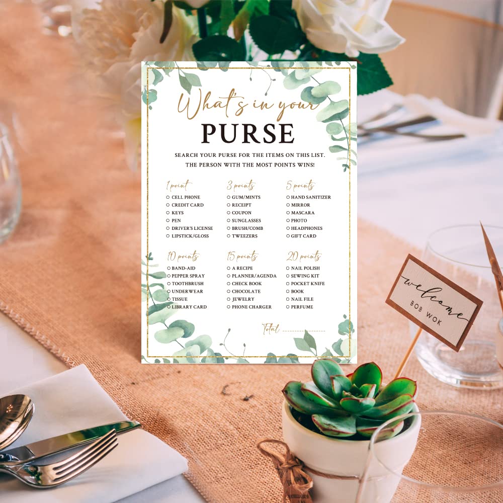 kdxpbpz What's in Your Purse Game for Bridal Shower Jungle Bridal Shower Party Supplies Bridal Shower Games Card Wedding Party Games Engagement Party Cards - Set of 30