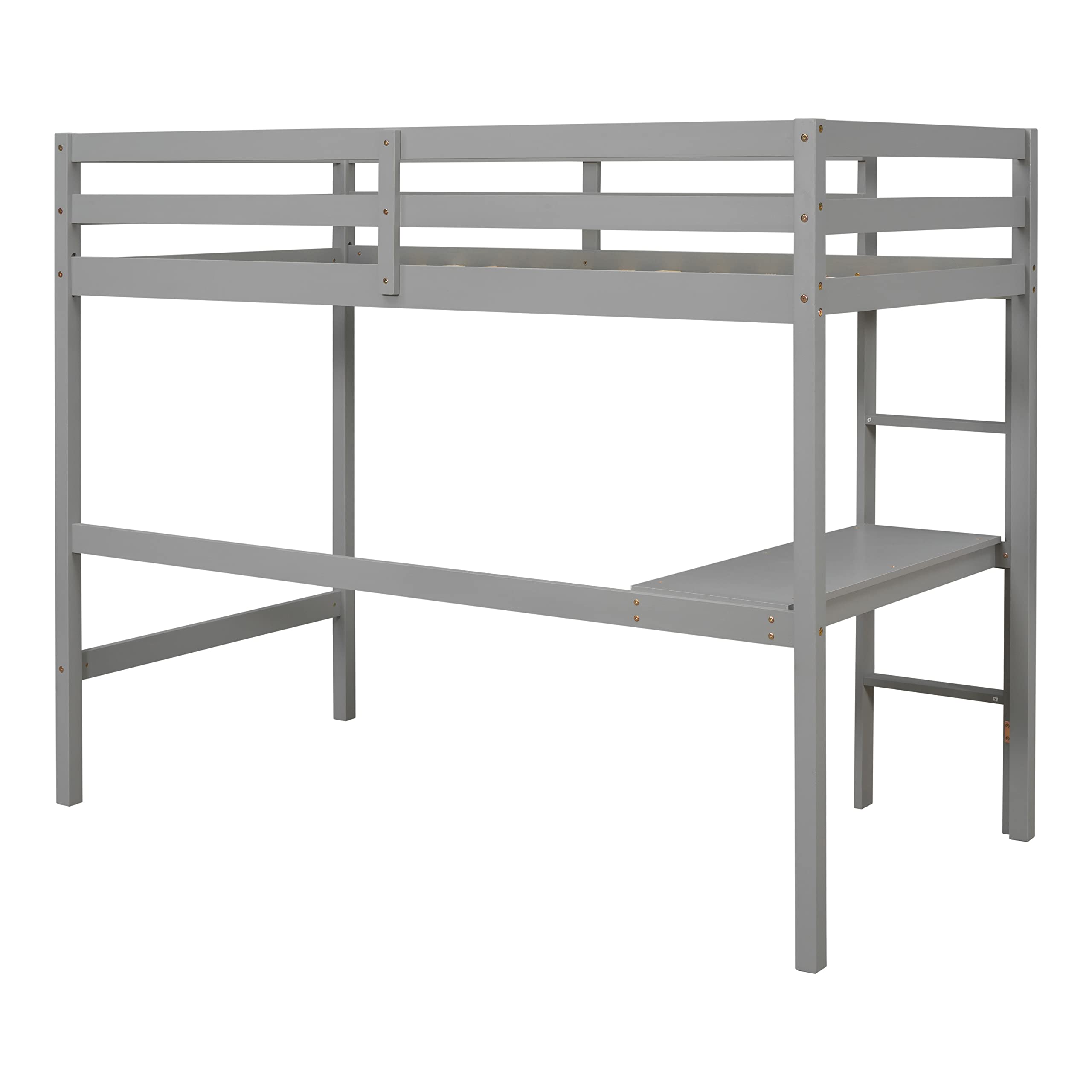 Harper & Bright Designs Twin Loft Bed, Twin Size Loft Bed with Desk Underneath,Wood Loft Bed Twin for Kids Teens Girls Boys, No Box Spring Needed,Grey