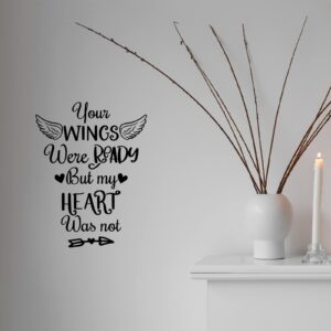 7 Pcs Vinyl Wall Quotes Stickers Memorial Wall Decals Peel and Stick Saying Sticker Because Someone We Love is in Heaven Wall Decal for Losing Home Living Room Decor