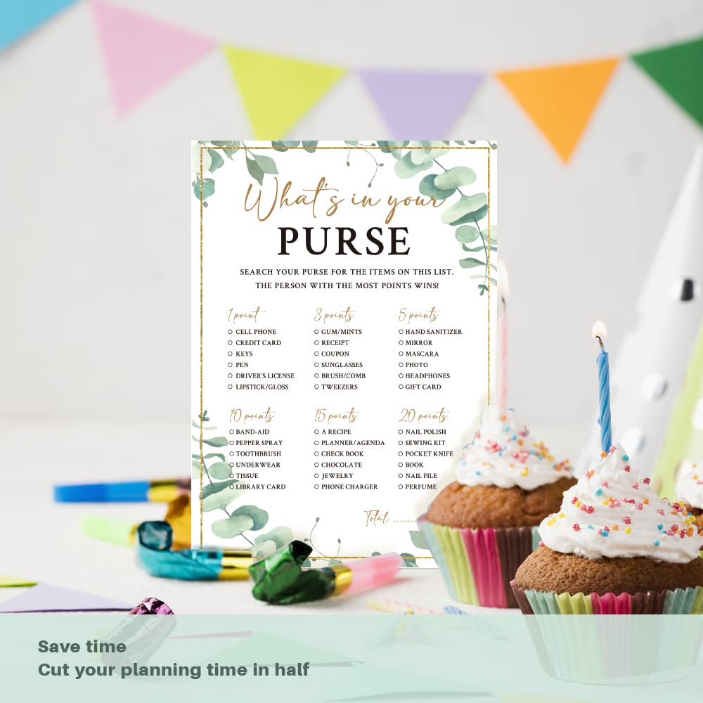 kdxpbpz What's in Your Purse Game for Bridal Shower Jungle Bridal Shower Party Supplies Bridal Shower Games Card Wedding Party Games Engagement Party Cards - Set of 30