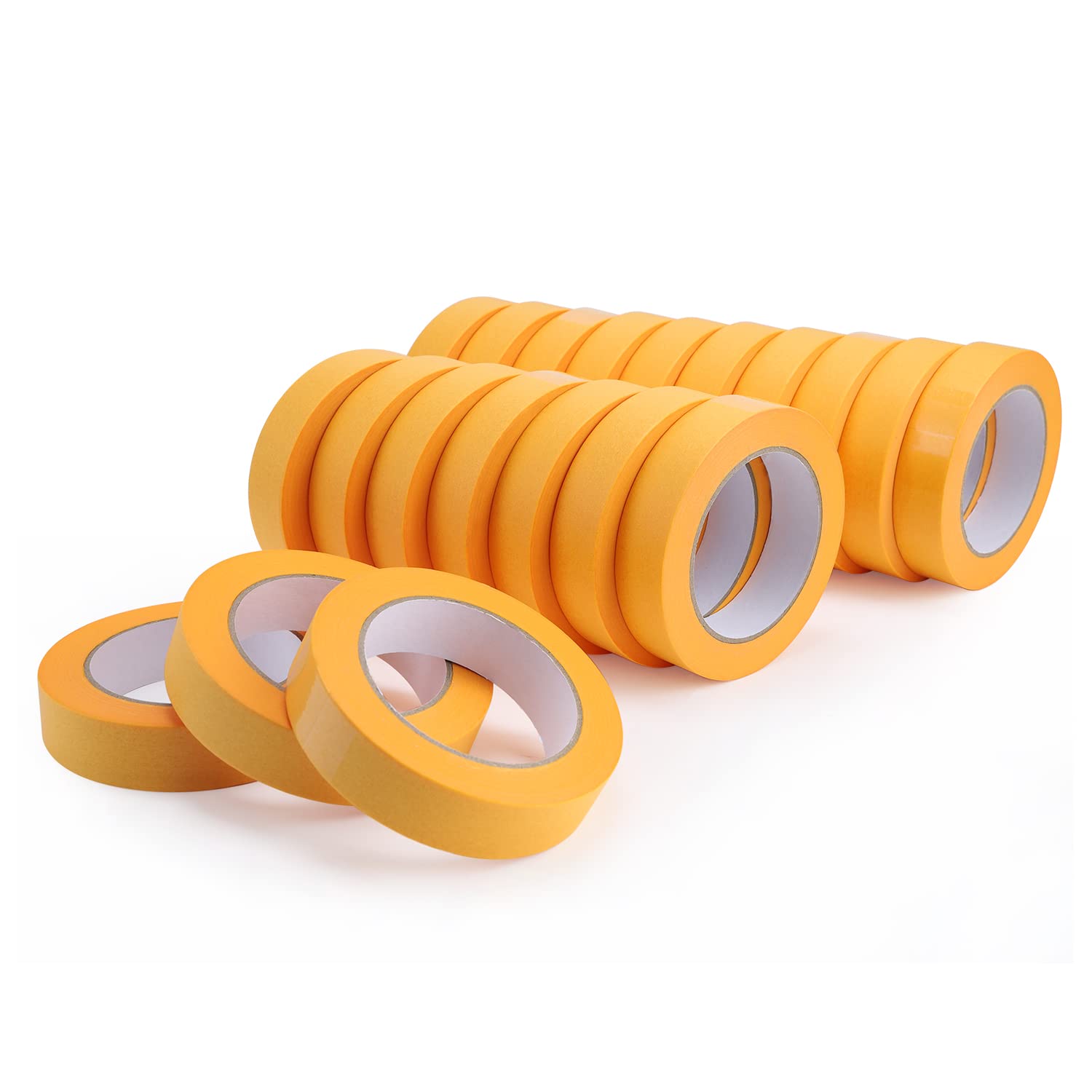 Lichamp 20 Bulk Pack 1 inch Yellow Painters Tape, Orange Masking Tape, 0.95 inch x 55 Yard x 20 roll, 2010YL(Total 1100 Yards)