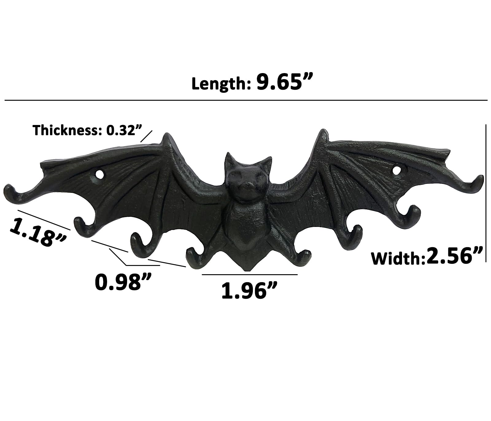 Hallocool Bat Key Holder Cast Iron Bat Key Hooks Decorative Hook Gothic Decor Vampire Bat Key Hanger Key Hooks for Hanging Dog Leash Wallet Belt Umbrella Towel, Bat Figure Wall Hook Halloween Bats