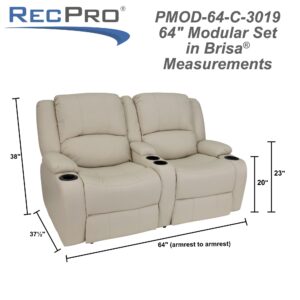 RecPro RV 64" Powered Recliner Loveseat | Wall Hugger Sofa | Ultrafabrics Brisa (Birch)