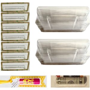 50PCS Money Card Holder Thankgiving Gifts Card Clear Plastic Dome Lip Balm Pouch with Adhesive Tape, DIY Christmas Money Card Chapstick Holder Money Holder Custom Gift Card Holder (50)