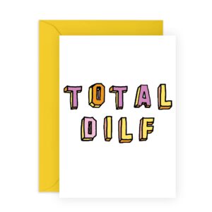 central 23 funny birthday card for men - 'total dilf' - husband birthday card from wife - for new dad parent father - comes with fun stickers - fathers day card - made in the uk