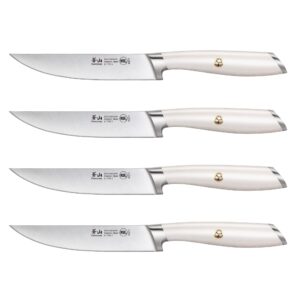 cangshan l1 series 1026948 german steel forged 4-piece fine-edge steak knife set, white