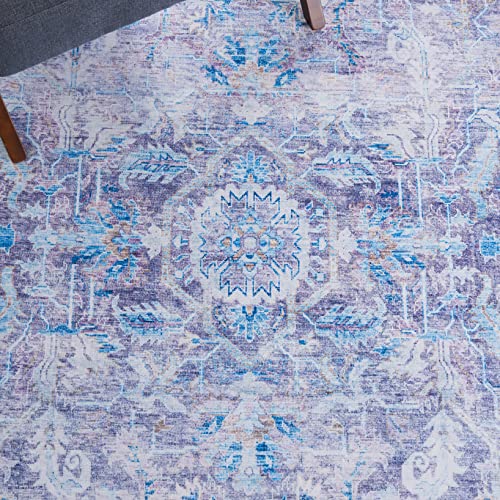 SAFAVIEH Tucson Collection Accent Rug - 4' x 6', Purple & Blue, Persian Design, Non-Shedding Machine Washable & Slip Resistant Ideal for High Traffic Areas in Entryway, Living Room, Bedroom (TSN185V)