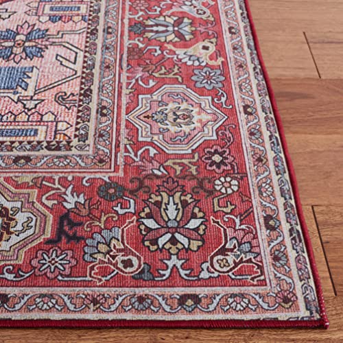 SAFAVIEH Tucson Collection Area Rug - 5' x 8', Red & Pink, Persian Design, Non-Shedding Machine Washable & Slip Resistant Ideal for High Traffic Areas in Living Room, Bedroom (TSN139R)