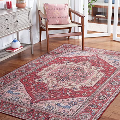 SAFAVIEH Tucson Collection Area Rug - 5' x 8', Red & Pink, Persian Design, Non-Shedding Machine Washable & Slip Resistant Ideal for High Traffic Areas in Living Room, Bedroom (TSN139R)