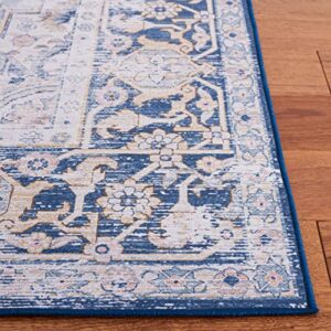 SAFAVIEH Tucson Collection Area Rug - 6' Square, Light Blue & Navy, Persian Design, Non-Shedding Machine Washable & Slip Resistant Ideal for High Traffic Areas in Living Room, Bedroom (TSN147M)