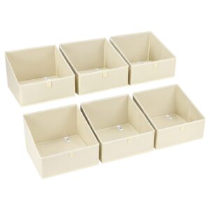 dimj clothing organizer storage boxes - 6 packs fabric traprzoid storage bakskets, fabric bins for closet with front handle, closet cubes organizer for parents renters students rv owners (beige)