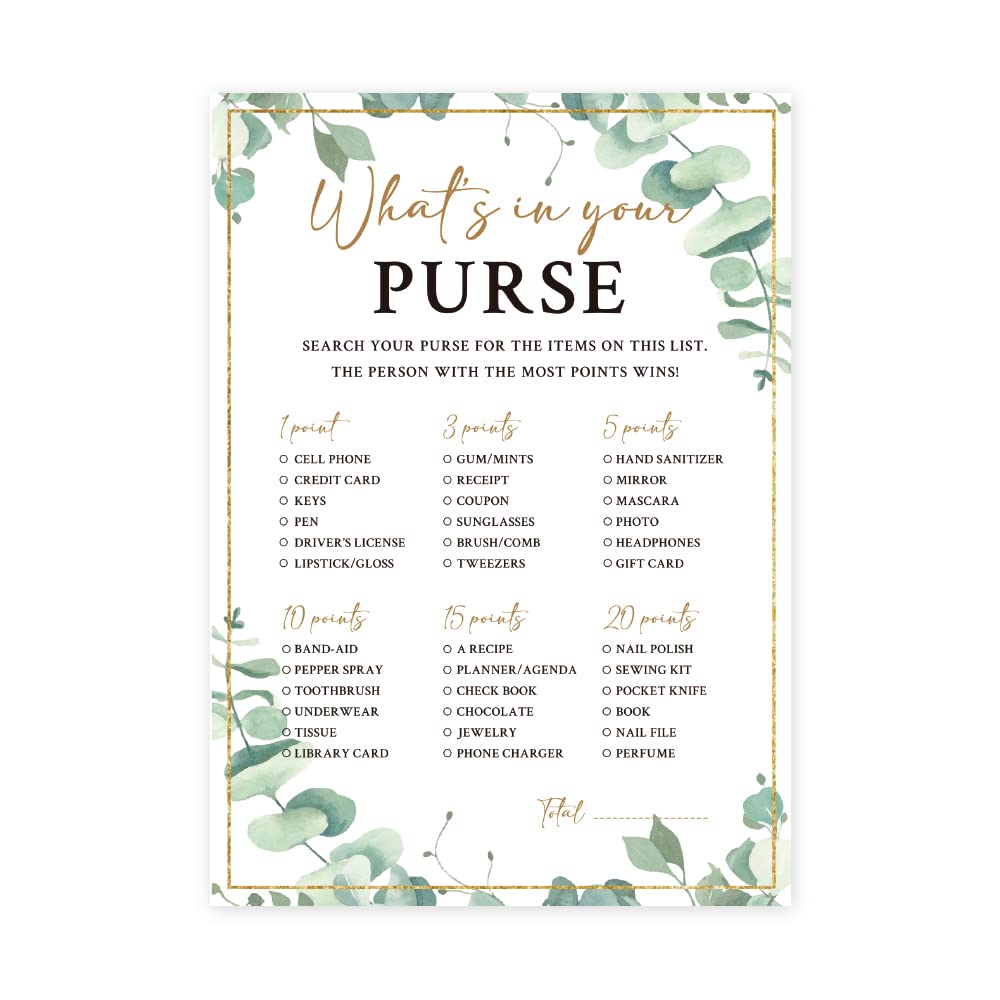 kdxpbpz What's in Your Purse Game for Bridal Shower Jungle Bridal Shower Party Supplies Bridal Shower Games Card Wedding Party Games Engagement Party Cards - Set of 30