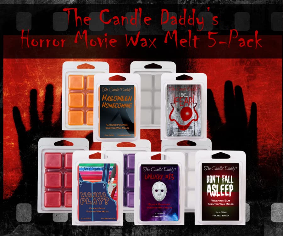 The Candle Daddy Halloween Horror Movie 5 Pack - 5 Amazingly Spooky Wax Melts - 30 Total Cubes - 10 Total Ounces - Fun Scary Gift October Fall Autumn