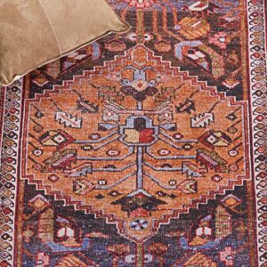 SAFAVIEH Tucson Collection Accent Rug - 3' x 5', Navy & Rust, Boho Persian Design, Non-Shedding Machine Washable & Slip Resistant Ideal for High Traffic Areas in Foyer, Living Room, Bedroom (TSN127N)