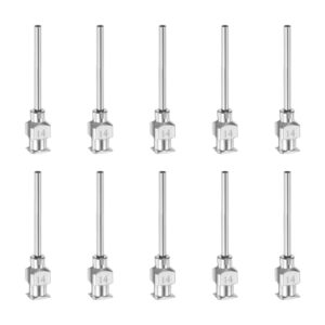 harfington 10pcs 14gauge stainless steel dispensing needles, 1" all metal glue needle tube blunt tips luer lock for thick liquids, ink, glue, lab use