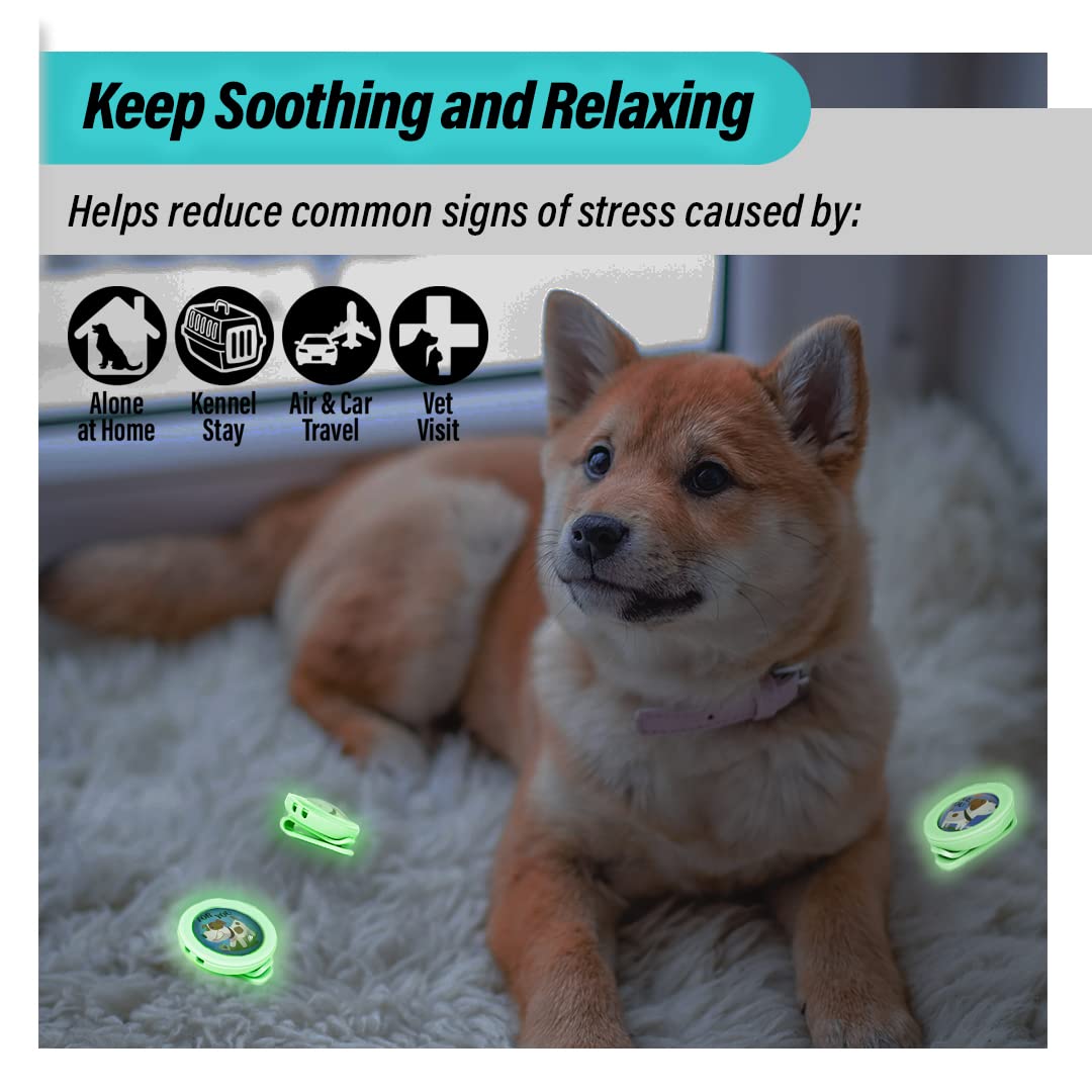 KN FLAX Aegis Calming Clip for Dogs (Glow-in-The-Dark), Anxiety Relief Pheromone Diffuser [Made in Korea], Lasts 60 Days, Reducing Stress During Loud Noise and Separation for All Sized Dog (Love U)