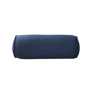 COZPLEN Indoor/Outdoor Bolster Pillows, 16x6 inches Solid Round Lumbar Cylinder Throw Pillows for Outdoor Furnitures, Set of 2, Navy Blue