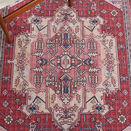 SAFAVIEH Tucson Collection Area Rug - 5' x 8', Red & Pink, Persian Design, Non-Shedding Machine Washable & Slip Resistant Ideal for High Traffic Areas in Living Room, Bedroom (TSN139R)