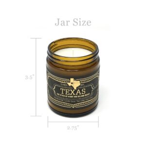 Jackson Vaughn Scented Texas Candle, Texas Holiday - Scents of Toasted Pecan, Vintage Leather, Eggnog, Cardamom, Ginger, Cinnamon - 9oz Jar - 40 Hour Burn Time