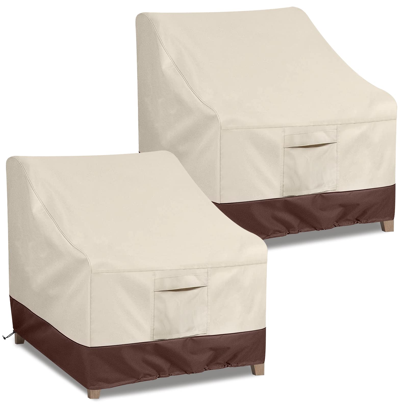 Simpelg Patio Chair Covers For Outdoor Furniture Waterproof 2 Pack,600D Heavy Duty Oxford Chair Covers For Outdoor Furniture, Outdoor Patio Covers 40"W x 37"D x30"H (2 Pack-Beige/Brown-Large)