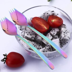 5PCS Rainbow Salad Dessert Fork, Stainless Steel Spaghetti Forks Perfect for Home and Kitchen-15cm (Multicolor)