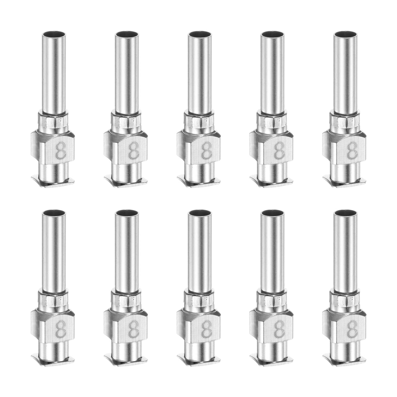 HARFINGTON 10pcs 8Gauge Stainless Steel Dispensing Needles, 1/2" All Metal Glue Needle Tube Blunt Tips Luer Lock for Thick Liquids, Ink, Glue, Lab Use