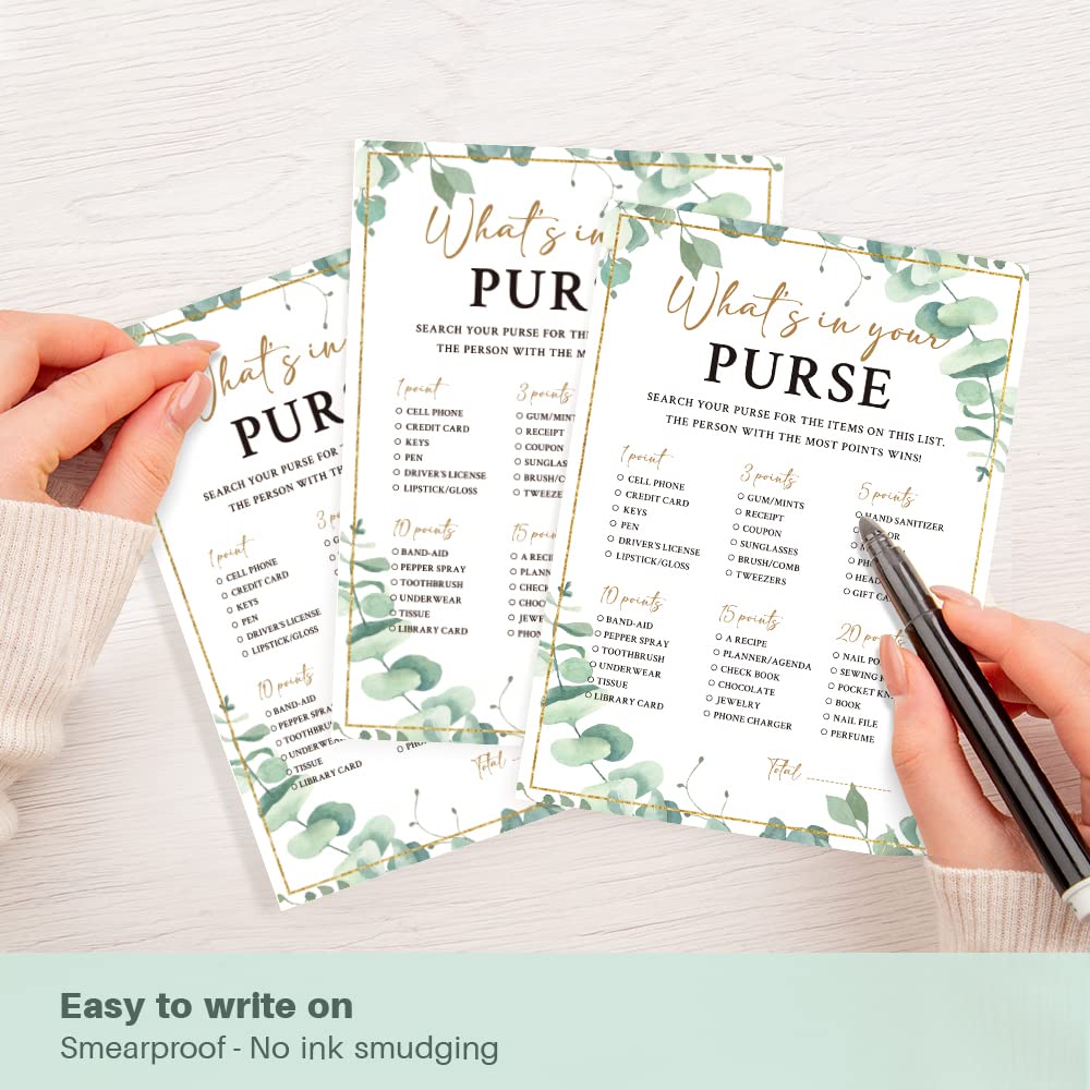 kdxpbpz What's in Your Purse Game for Bridal Shower Jungle Bridal Shower Party Supplies Bridal Shower Games Card Wedding Party Games Engagement Party Cards - Set of 30