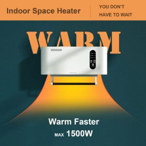 VOVGUU Wall Heater, Electric Space Heater for Bathroom 1500W, Electrical Wall Mounted Heater, Remote Control Bathroom Heater With Towel Rack, Waterproof