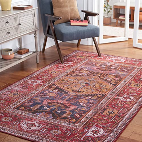 SAFAVIEH Tucson Collection Accent Rug - 3' x 5', Navy & Rust, Boho Persian Design, Non-Shedding Machine Washable & Slip Resistant Ideal for High Traffic Areas in Foyer, Living Room, Bedroom (TSN127N)