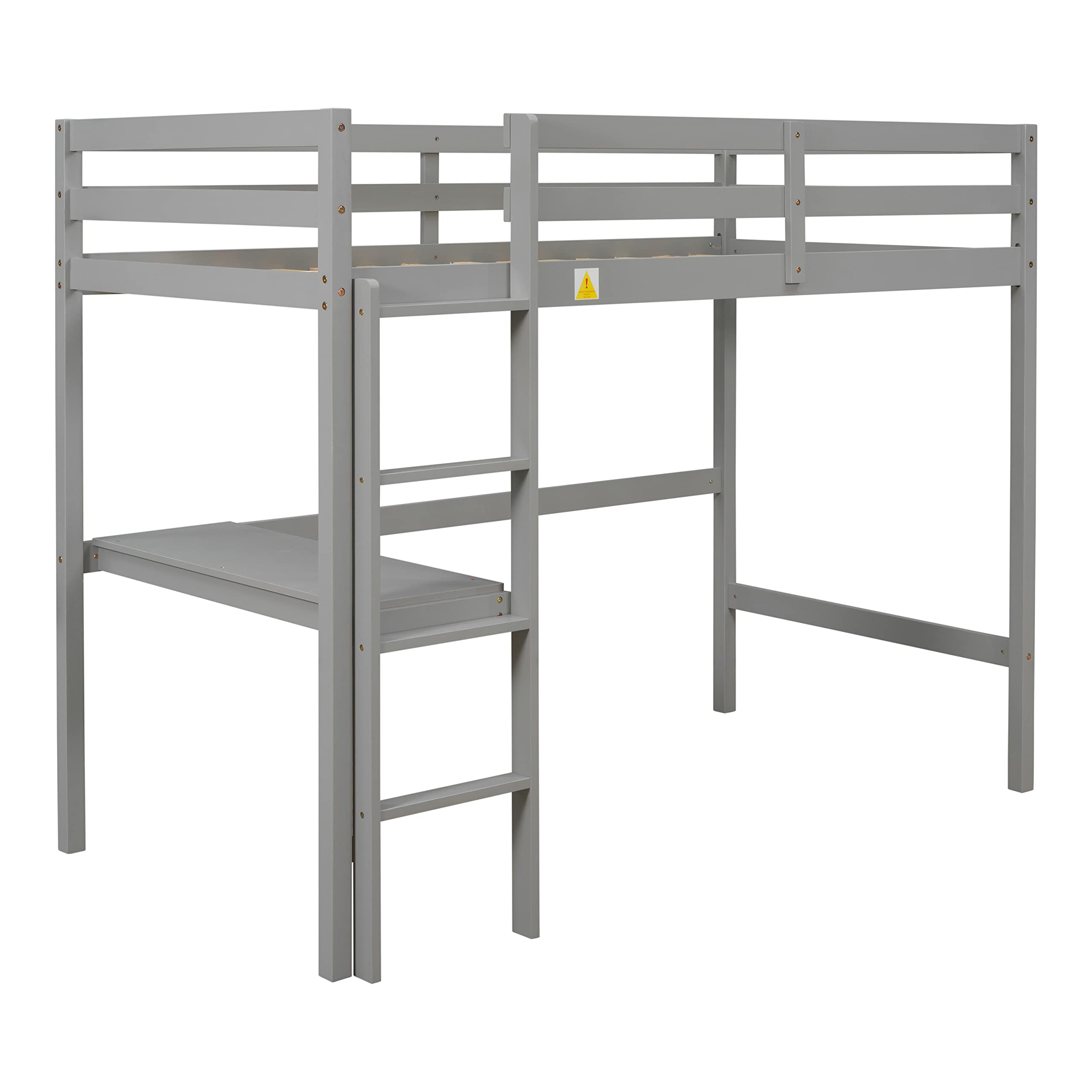 Harper & Bright Designs Twin Loft Bed, Twin Size Loft Bed with Desk Underneath,Wood Loft Bed Twin for Kids Teens Girls Boys, No Box Spring Needed,Grey