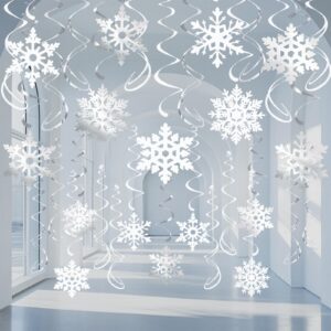 christmas winter wonderland snowflake hanging swirls party decoration white silver glitter ceiling decor winter holiday party decorative snowflake ornaments garland for new year winter wonderland